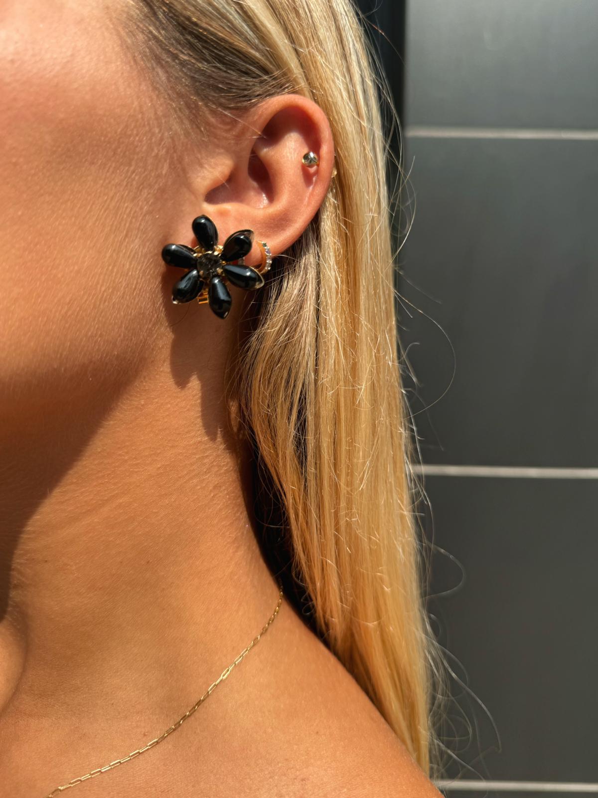 Pendientes flor negros