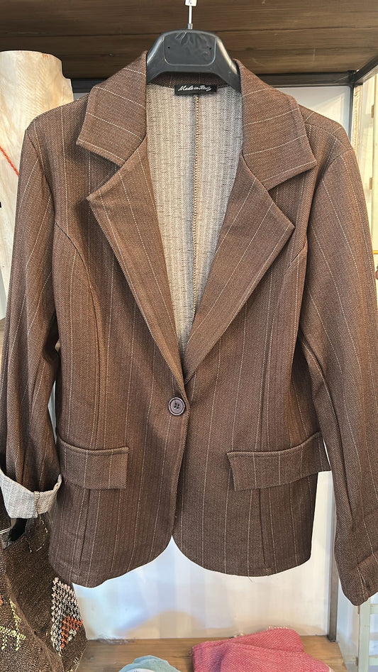 BLAZER MARRON RAYAS DIPLOMATICAS